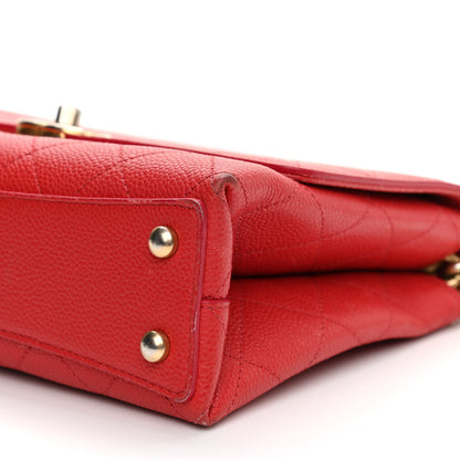 Chanel Grained Calfskin Small Stitched Flap Red 9 of 14