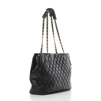 Chanel Lambskin Quilted Shopping Tote Black 3 of 18