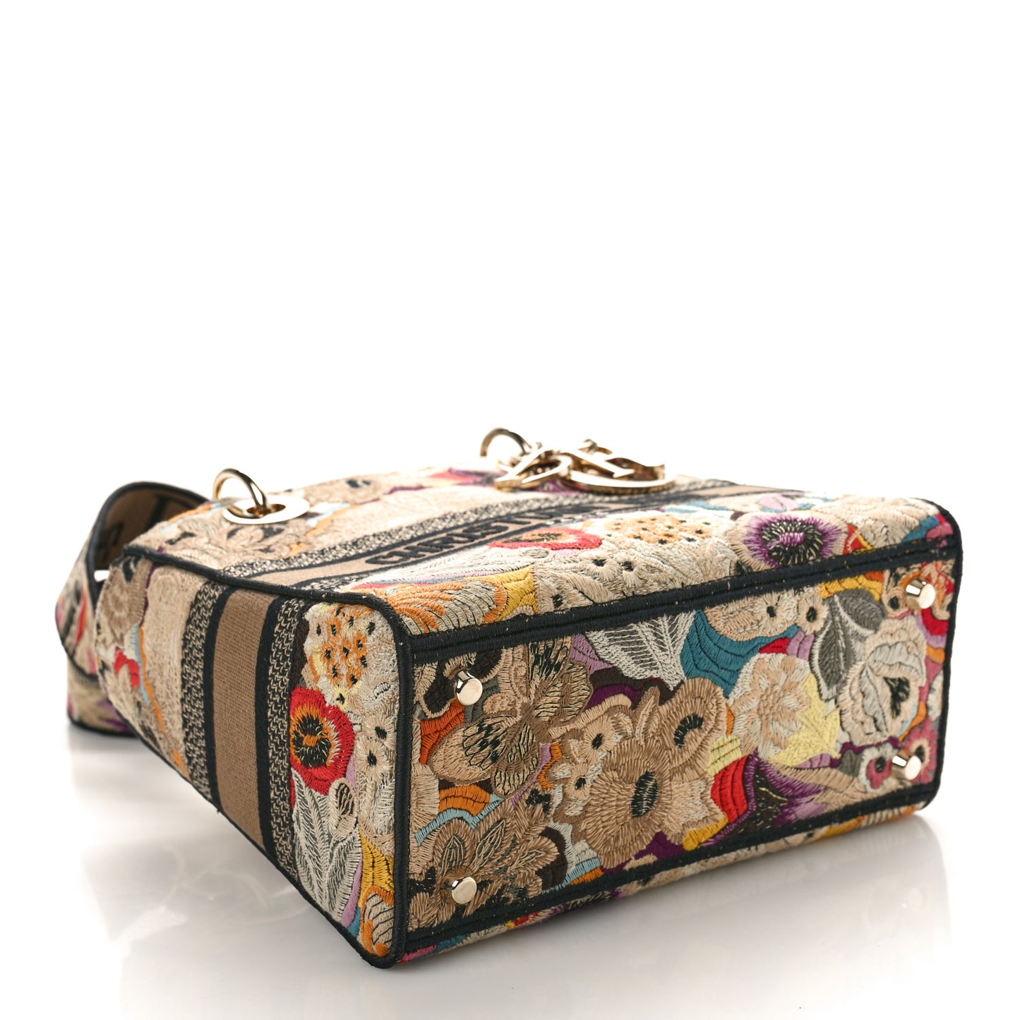 Canvas Embroidered Floral Medium Lady D-Lite Beige Black Multicolor