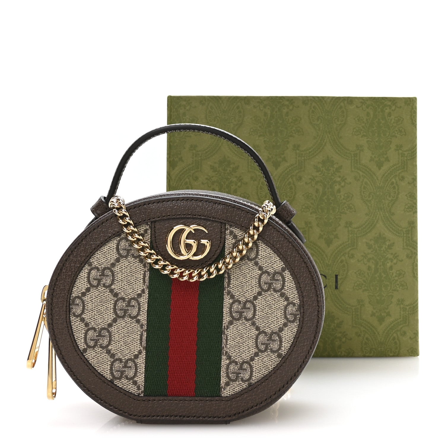 Gucci GG Supreme Monogram Top Handle Web Mini Ophidia Round Shoulder Bag Brown 11 of 11