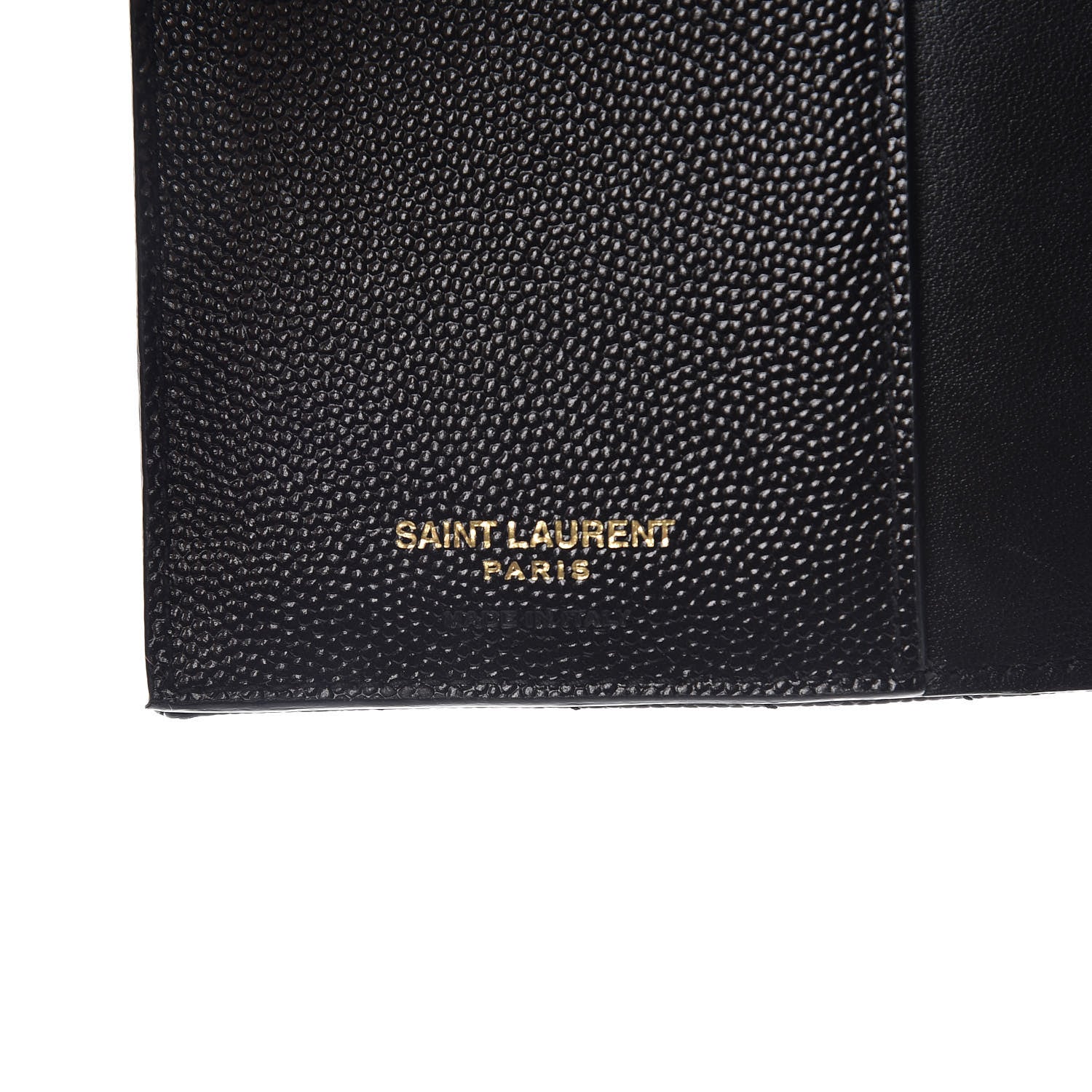 Saint Laurent Grain De Poudre Matelasse Chevron Small Monogram Passport Case Black 6 of 7