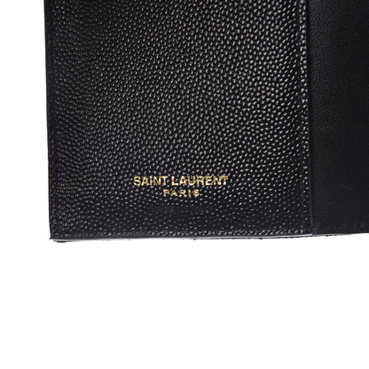 Saint Laurent Grain De Poudre Matelasse Chevron Small Monogram Passport Case Black 6 of 7