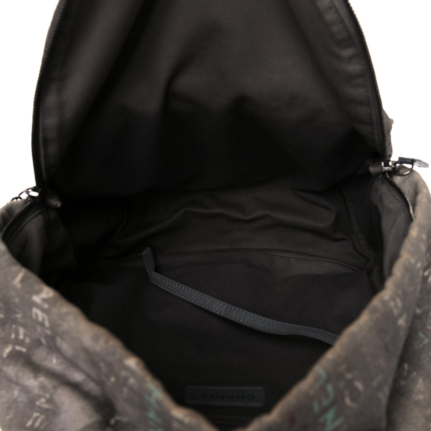Graffiti Printed Canvas Medium Backpack Grey
