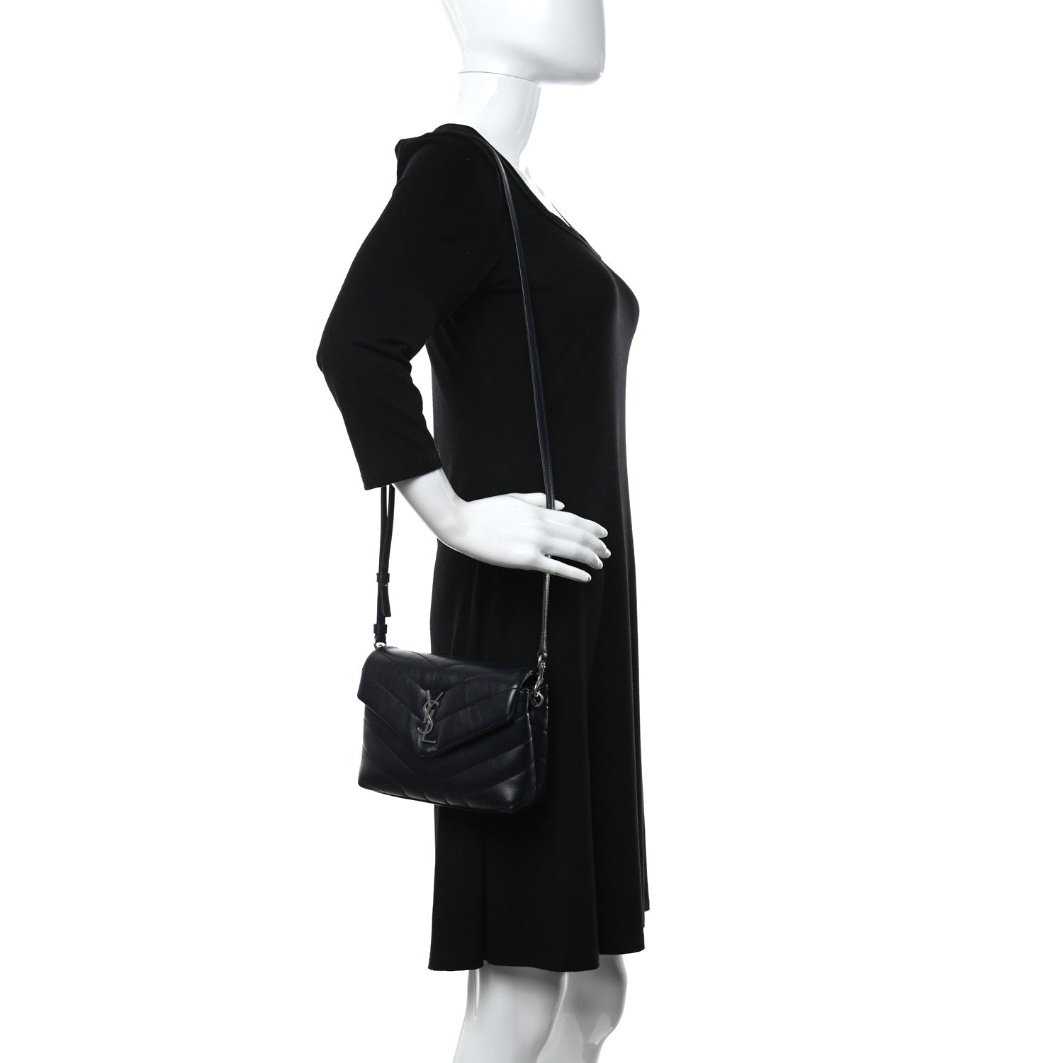Saint Laurent Calfskin Y Quilted Monogram Toy Loulou Crossbody Bag Deep Marine 3 of 9
