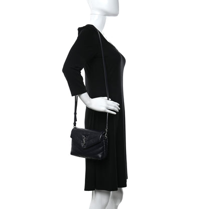 Saint Laurent Calfskin Y Quilted Monogram Toy Loulou Crossbody Bag Deep Marine 3 of 9