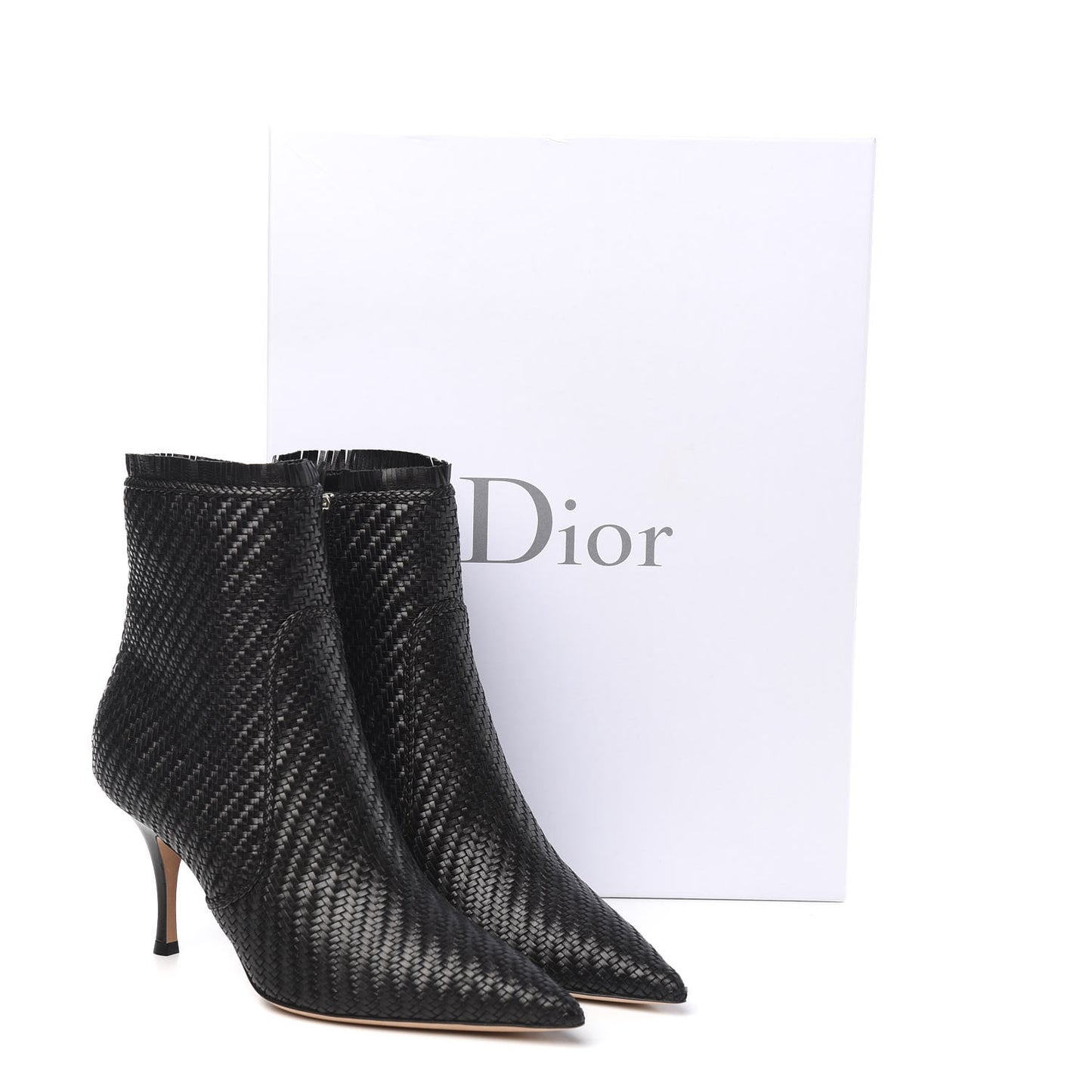 Lambskin Woven District Ankle Boots 38 Black