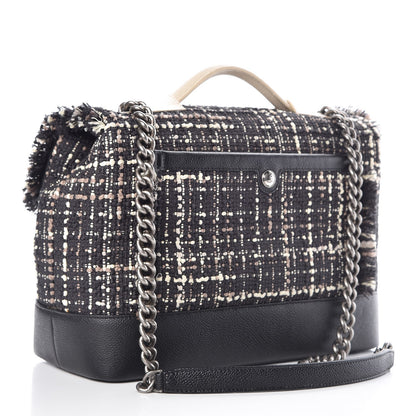 Chanel Tweed Trip Top Handle Flap Black 3 of 10