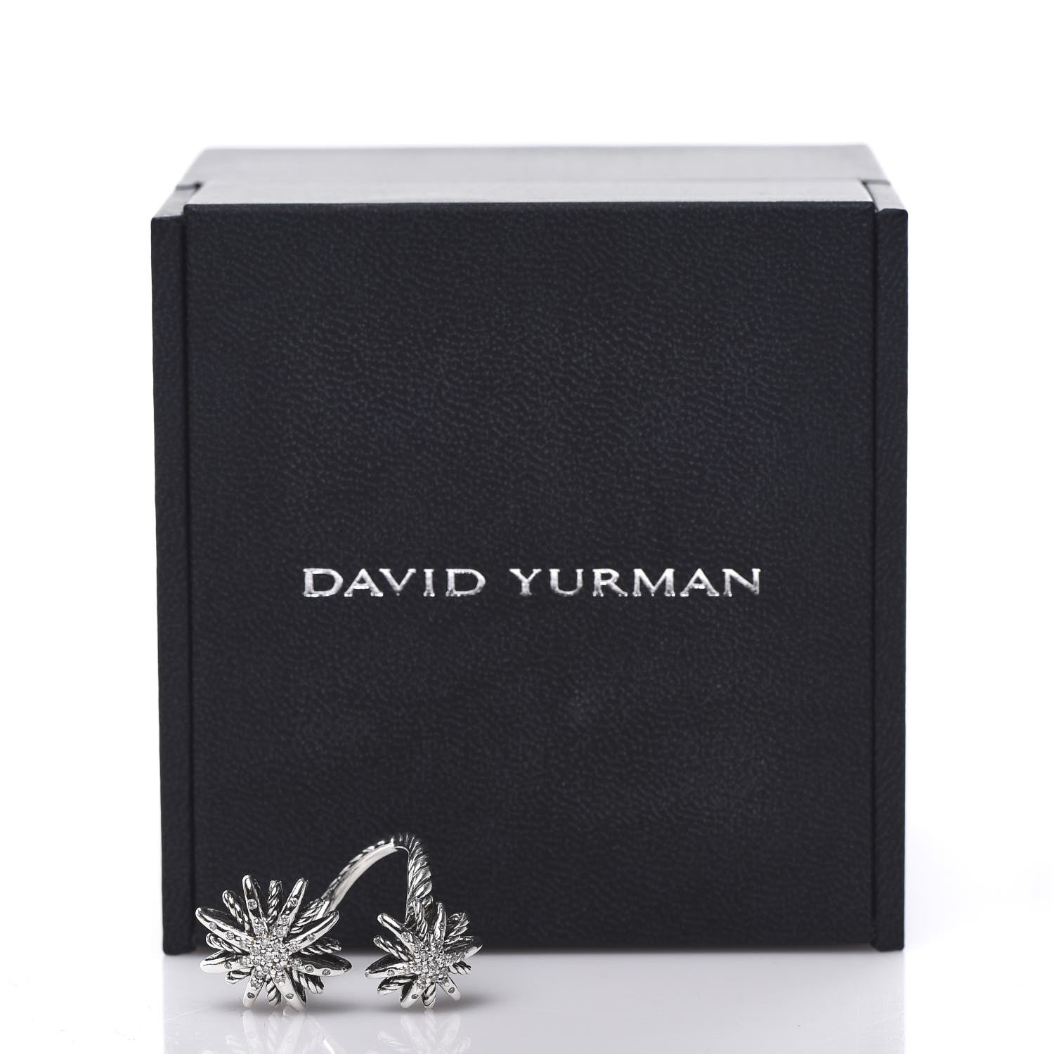 David Yurman Sterling Silver Diamond 28mm Open Starburst Ring 53 6.5 5 of 5