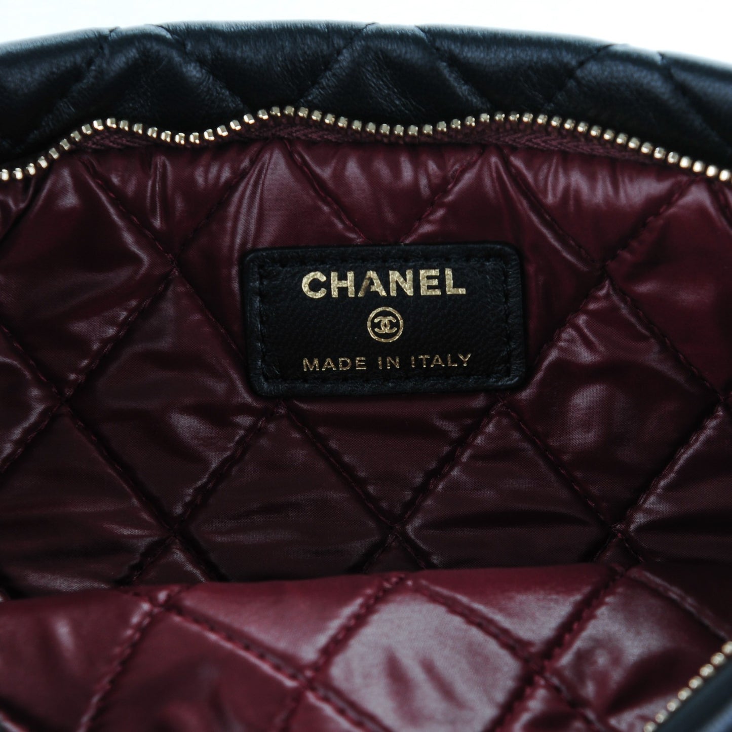 Lambskin Quilted CC Beauty Clutch Black