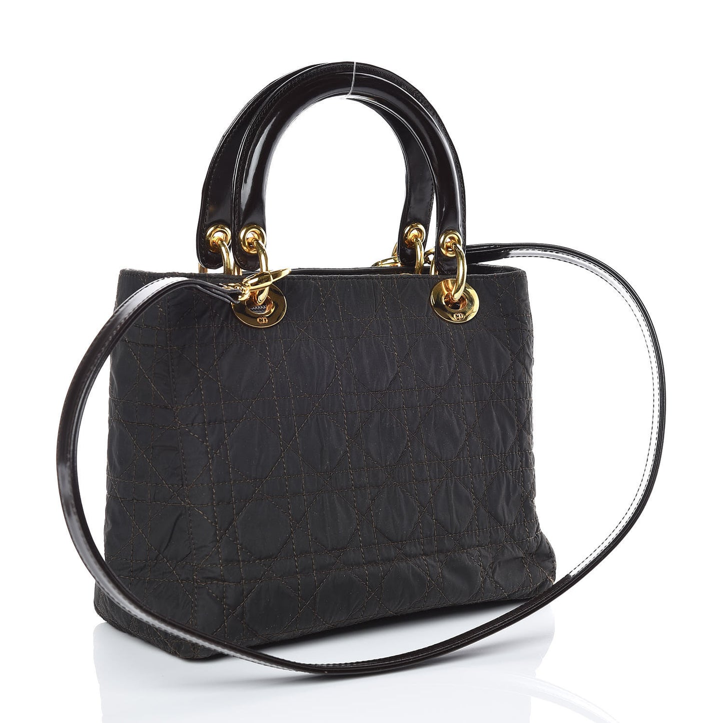 Nylon Cannage Medium Lady Dior Marron Fonce