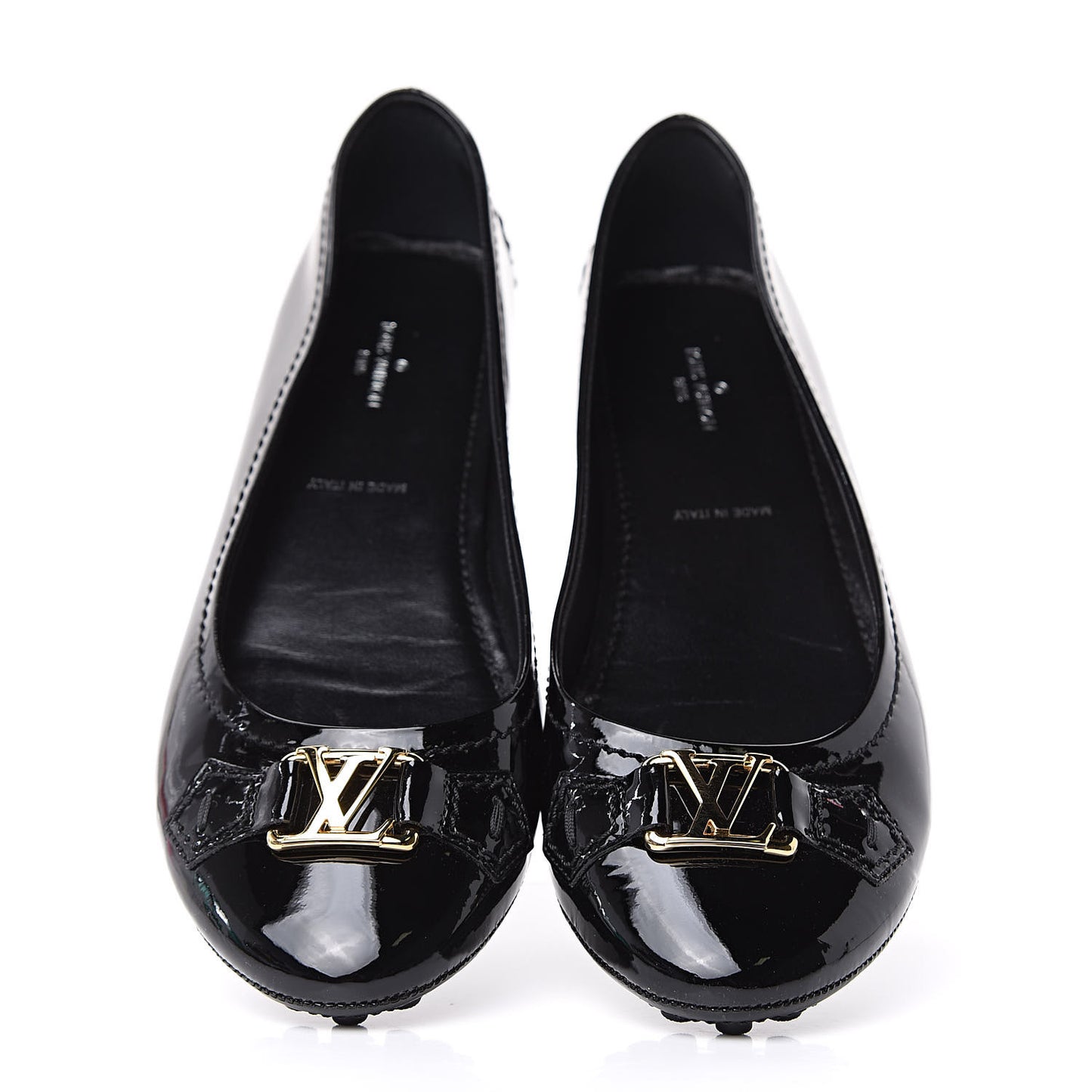 Patent Calfskin Oxford Ballerina Flats 39 Black