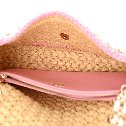 Chanel Raffia Chain Venice Beach Flap Bag Beige Pink 5 of 11
