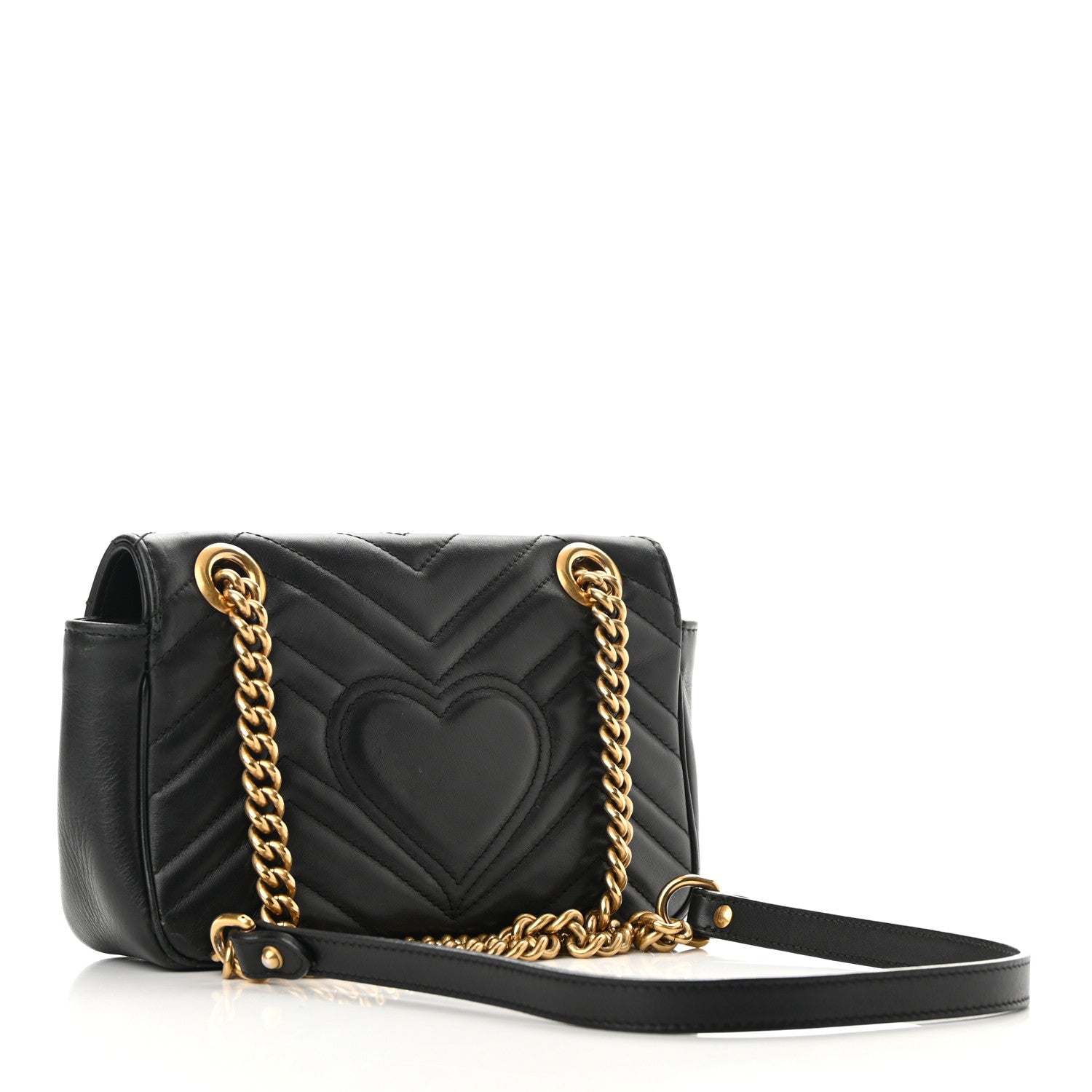 Gucci Calfskin Matelasse Mini GG Marmont Shoulder Bag Black 3 of 11