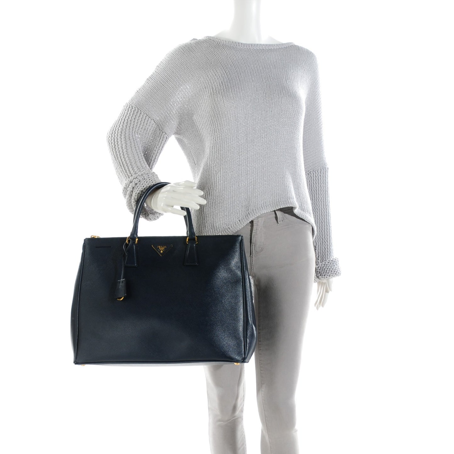 Saffiano Lux Extra Large Galleria Double Zip Tote Baltico