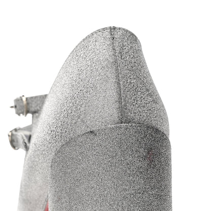 Christian Louboutin Glitter Calfskin Movida Jane 130 Platform Pump 38.5 Silver 11 of 12