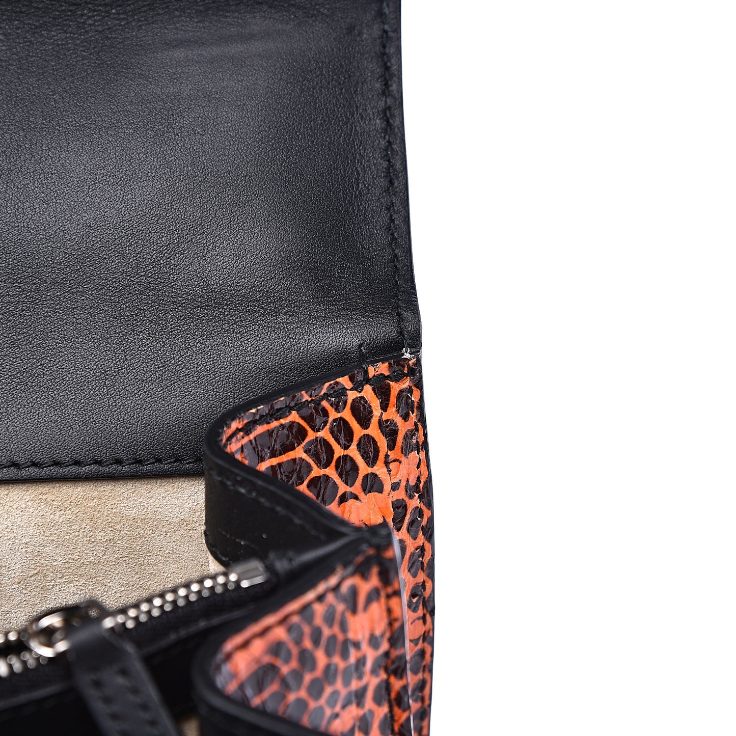 GG Supreme Monogram Snakeskin Elton Embroidered Medium Dionysus Shoulder Bag Beige Orange