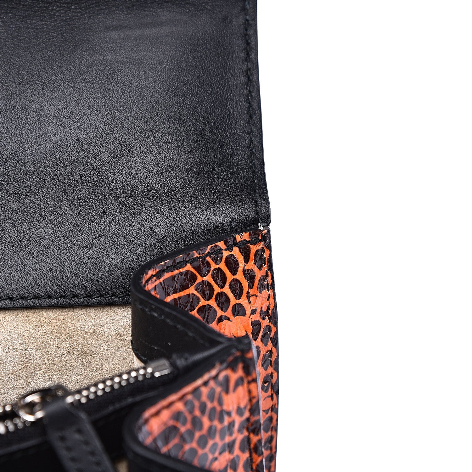 Gucci GG Supreme Monogram Snakeskin Elton Embroidered Medium Dionysus Shoulder Bag Beige Orange 10 of 12