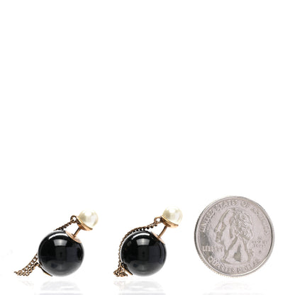 Christian Dior Pearl Mise En Dior Tribal Chain Earrings Black White 2 of 4