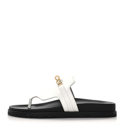 Hermes Calfskin Womens Empire Sandals 37 White 1 of 9