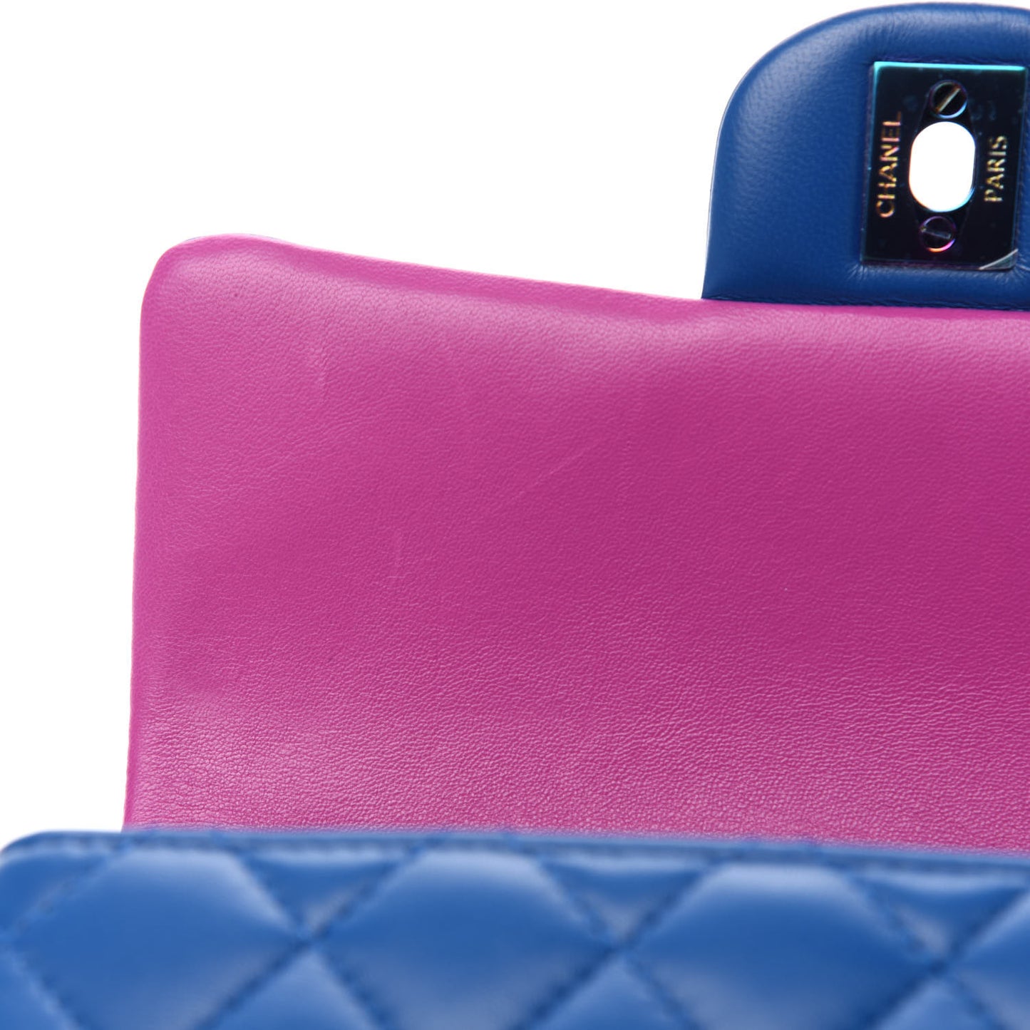 Lambskin Quilted Mini Rectangular Flap Blue Purple