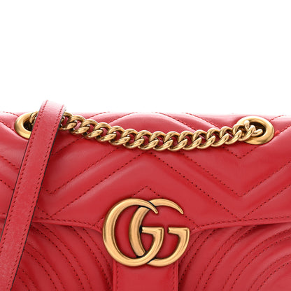 Gucci Calfskin Matelasse Mini GG Marmont Shoulder Bag Hibiscus Red 8 of 14