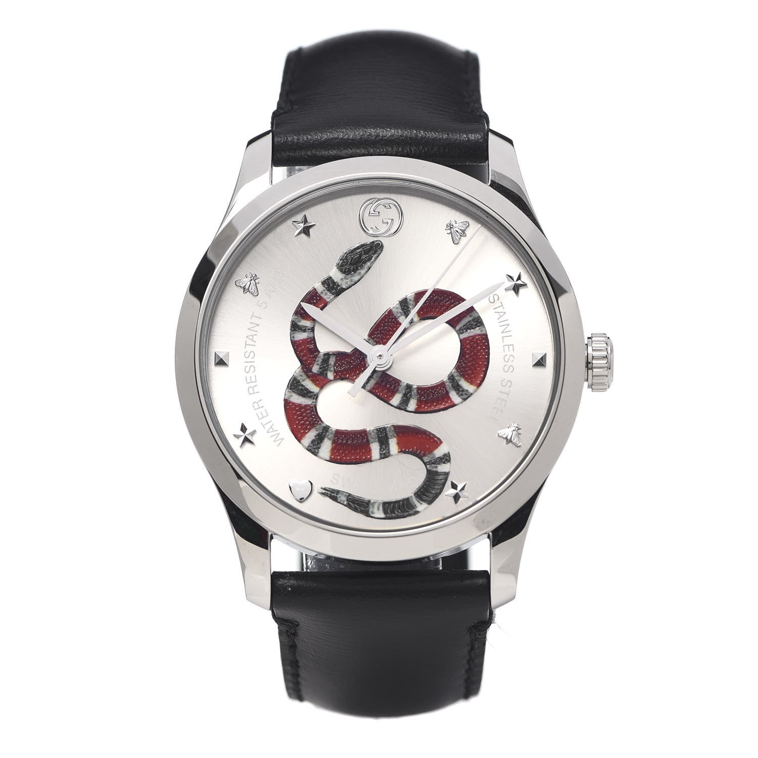 Gucci Stainless Steel Calfskin 38mm G-Timeless Snake Quartz Watch 1 of 6