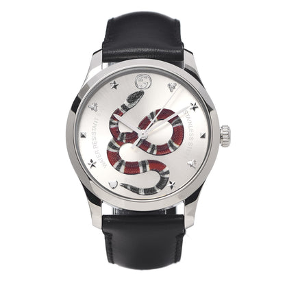 Gucci Stainless Steel Calfskin 38mm G-Timeless Snake Quartz Watch 1 of 6