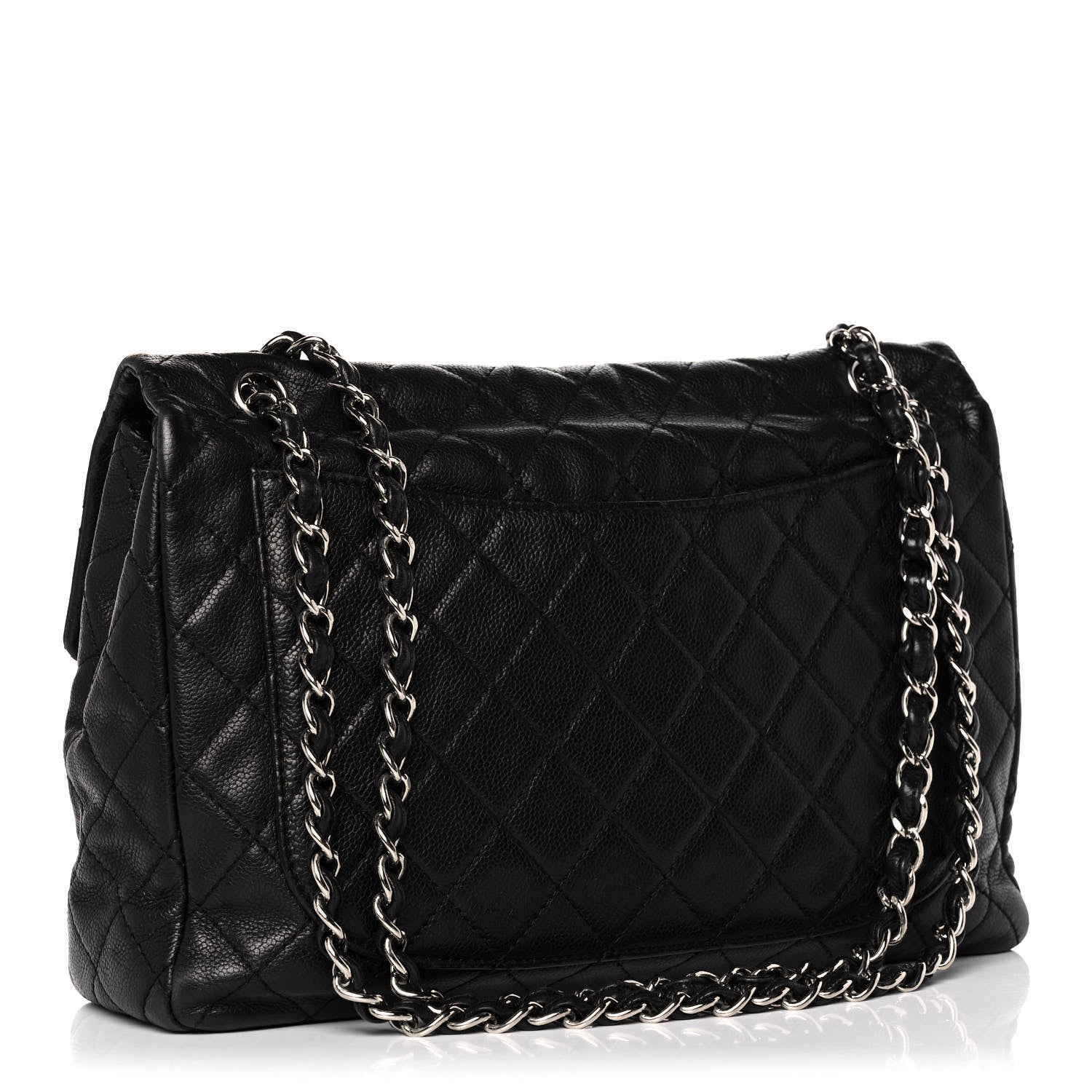 Chanel Washed Caviar Quilted Maxi Single Flap Black 3 of 13