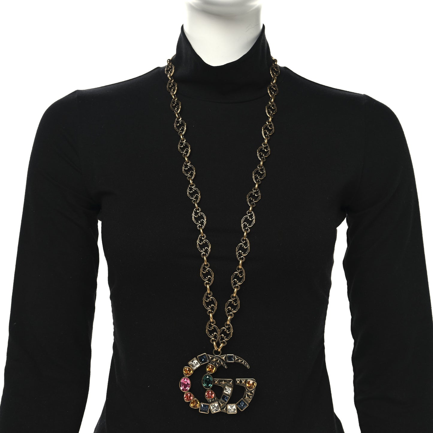 Crystal Marmont Necklace Aged Gold Multicolor