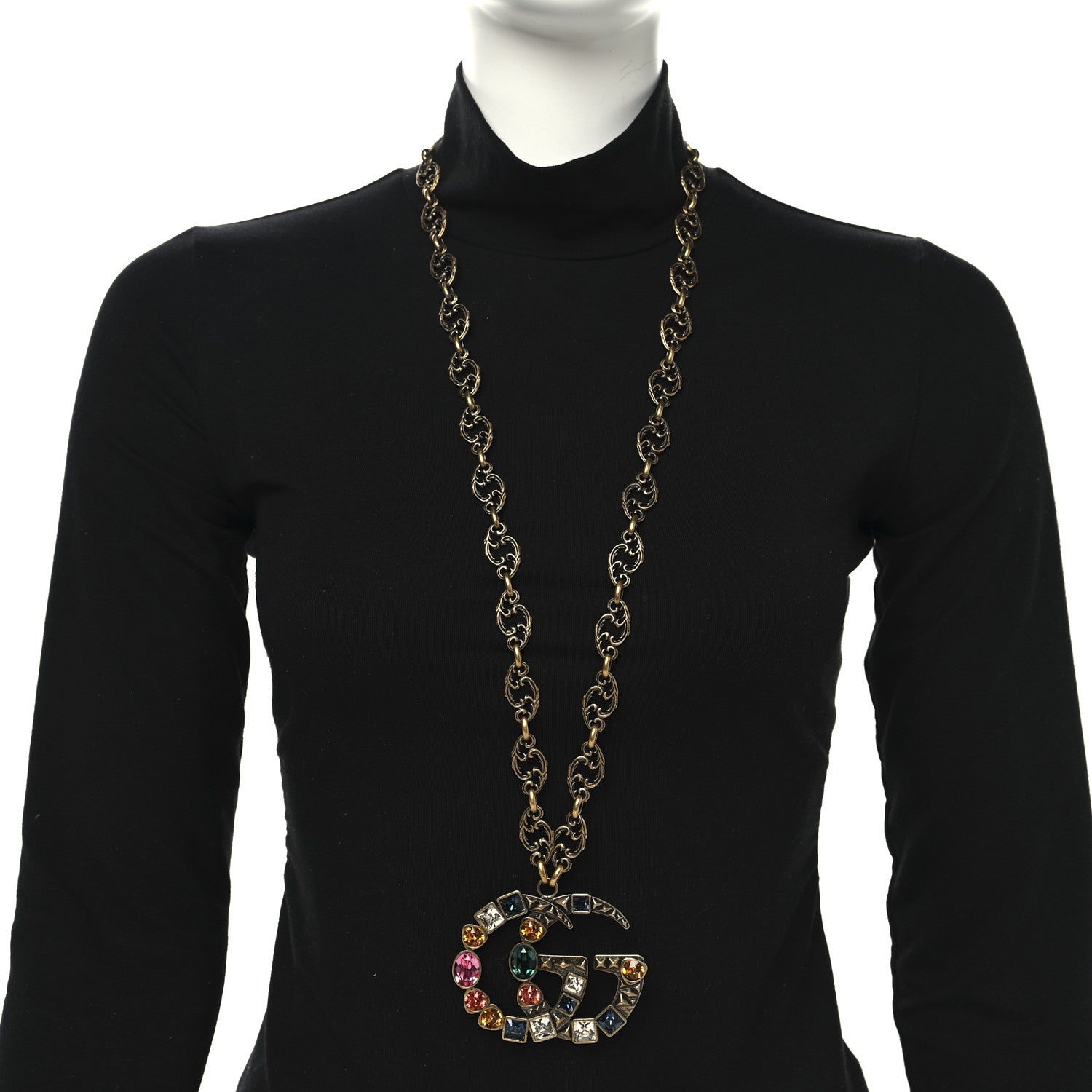 Gucci Crystal Marmont Necklace Aged Gold Multicolor 2 of 5