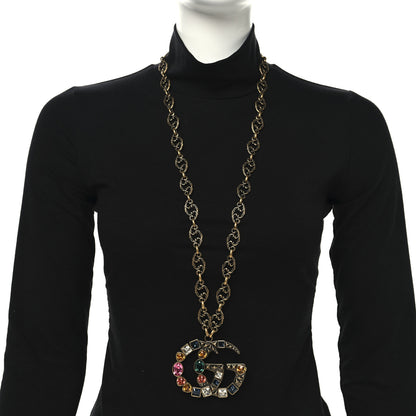 Gucci Crystal Marmont Necklace Aged Gold Multicolor 2 of 5