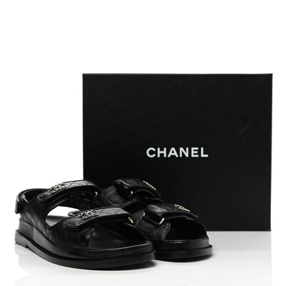 Chanel Grained Calfskin Velcro Dad Sandals 40.5 Black 9 of 9