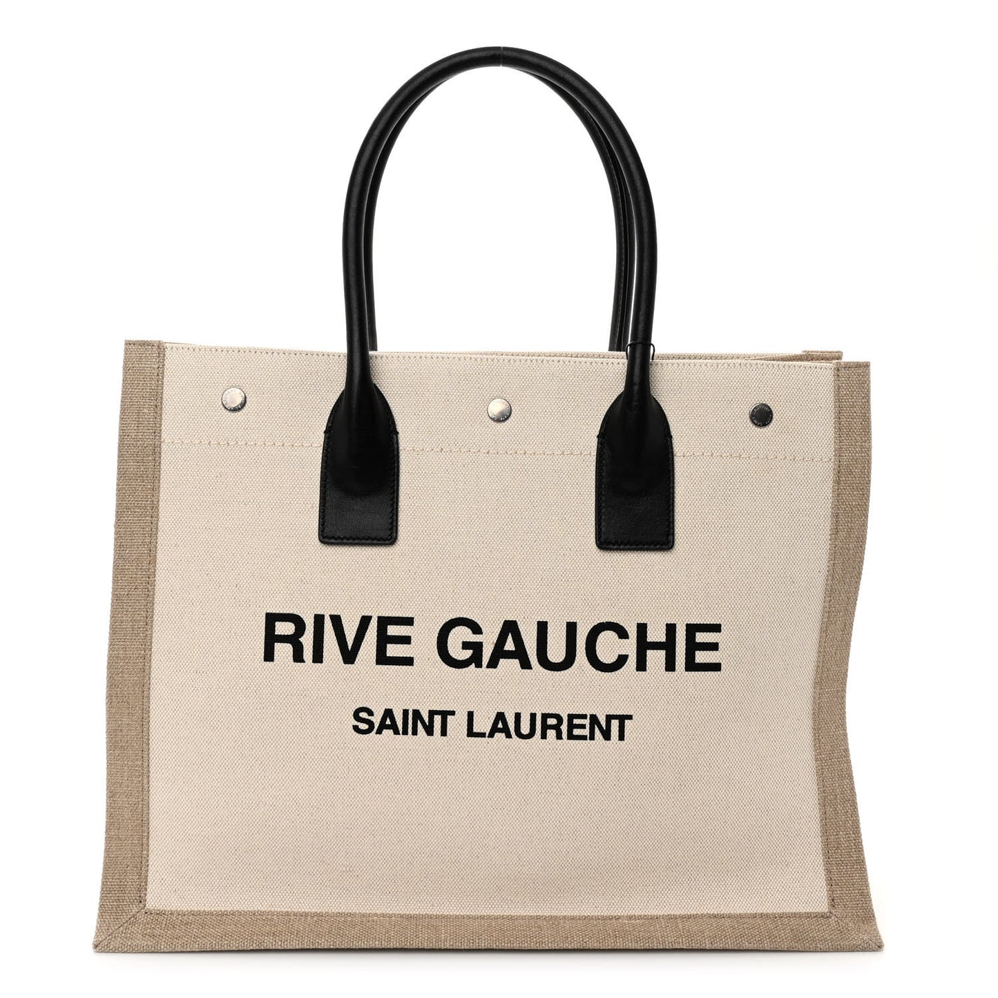 Linen Calfskin Small Rive Gauche Tote Greggio Natural
