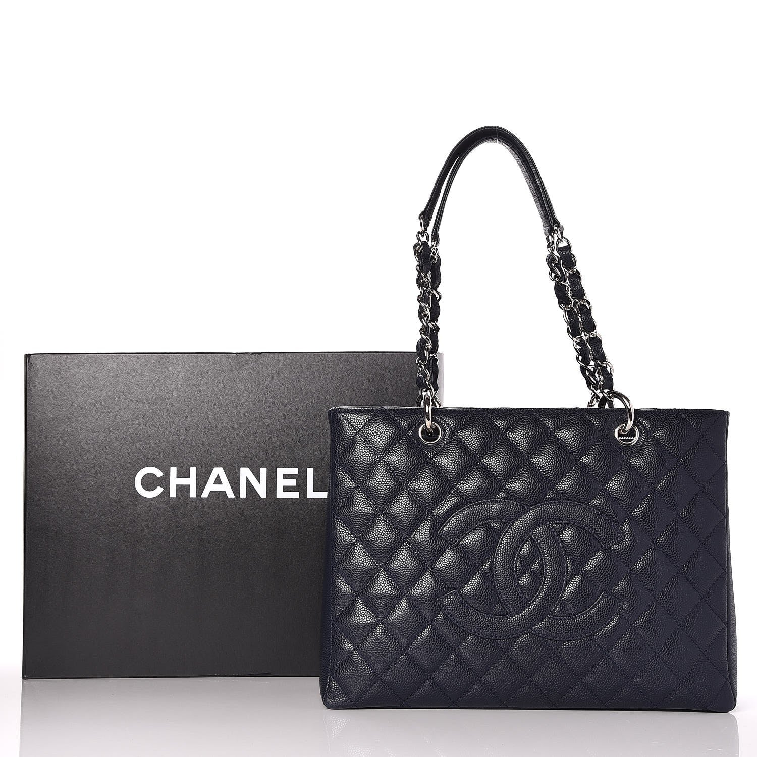 Chanel Caviar Quilted Grand Shopping Tote GST Dark Navy Blue 9 of 9