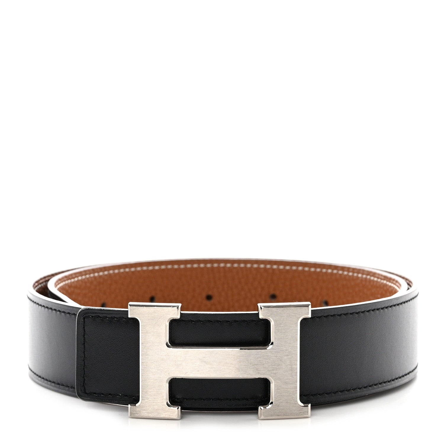 Hermes Box Togo 32mm H Belt 75 30 Black Gold 1 of 6