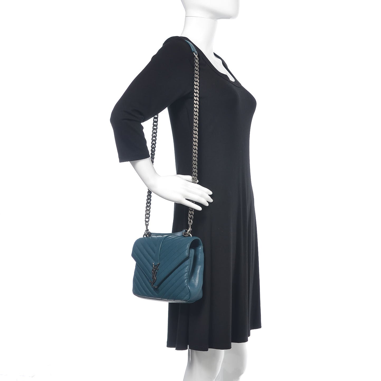 Sheepskin Matelasse Monogram Medium College Bag Peacock Green