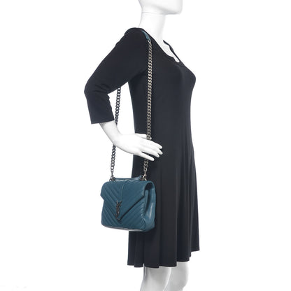 Saint Laurent Sheepskin Matelasse Monogram Medium College Bag Peacock Green 2 of 17