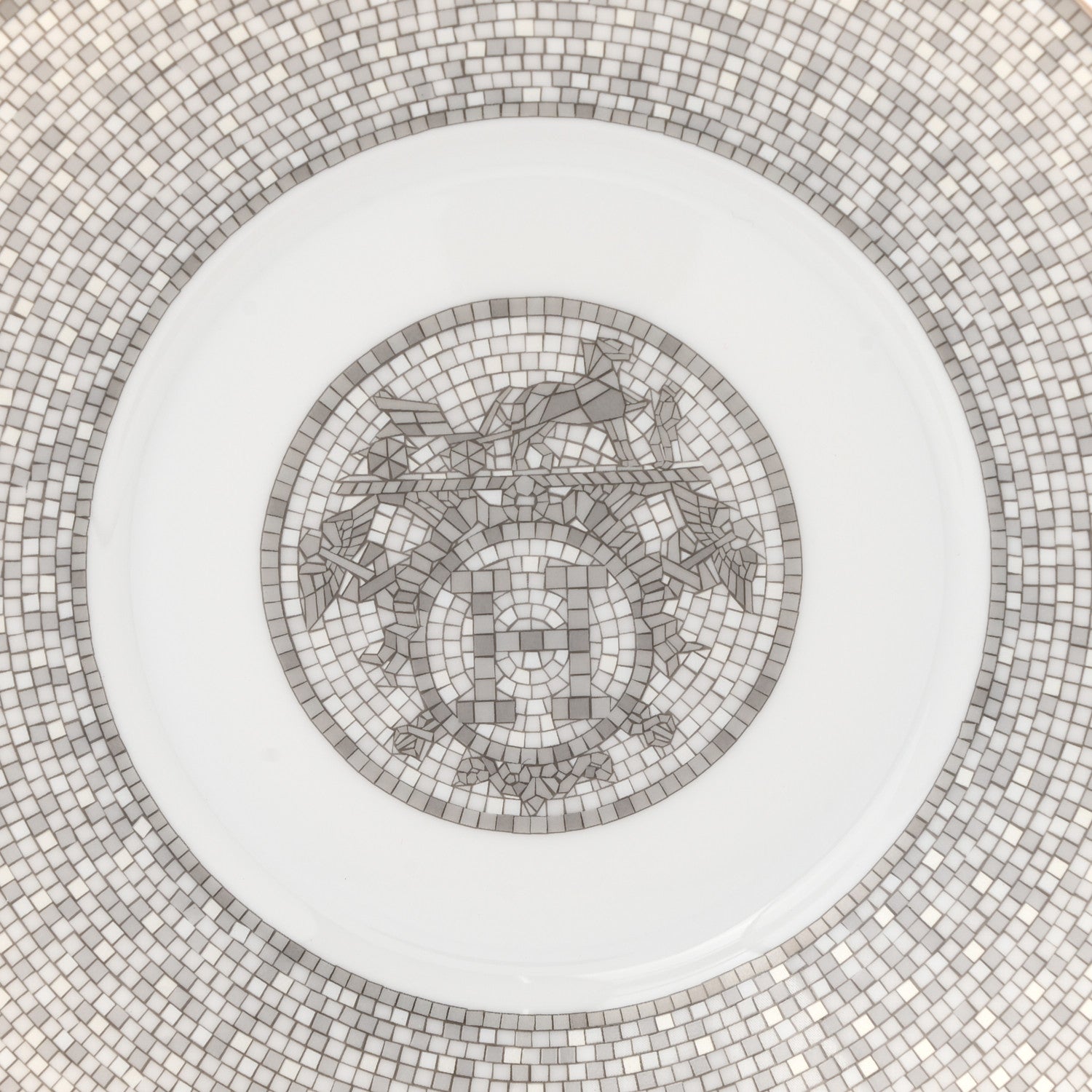 Hermes Porcelain Mosaique Au 24 Breakfast Cup And Saucer Set Of 2 Platine 4 of 10