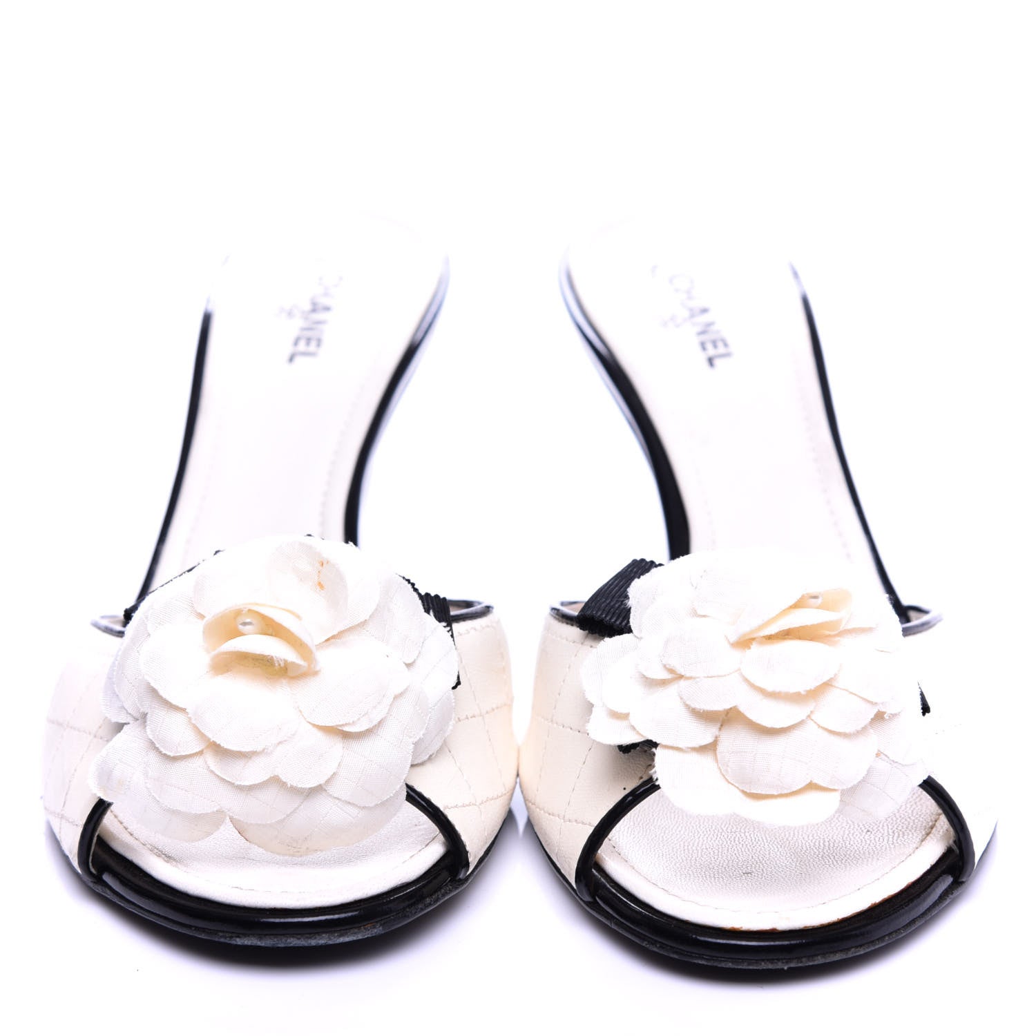 Chanel Patent Lambskin Quilted Camellia Mules 39 White 5 of 12