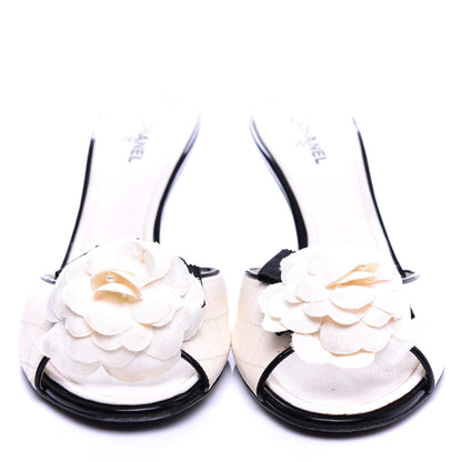 Chanel Patent Lambskin Quilted Camellia Mules 39 White 5 of 12
