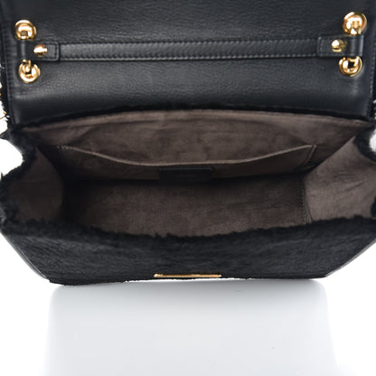 Fendi Velluto Astrakan Vitello Dolce F is Fendi Kan I Shoulder Bag Black 6 of 8