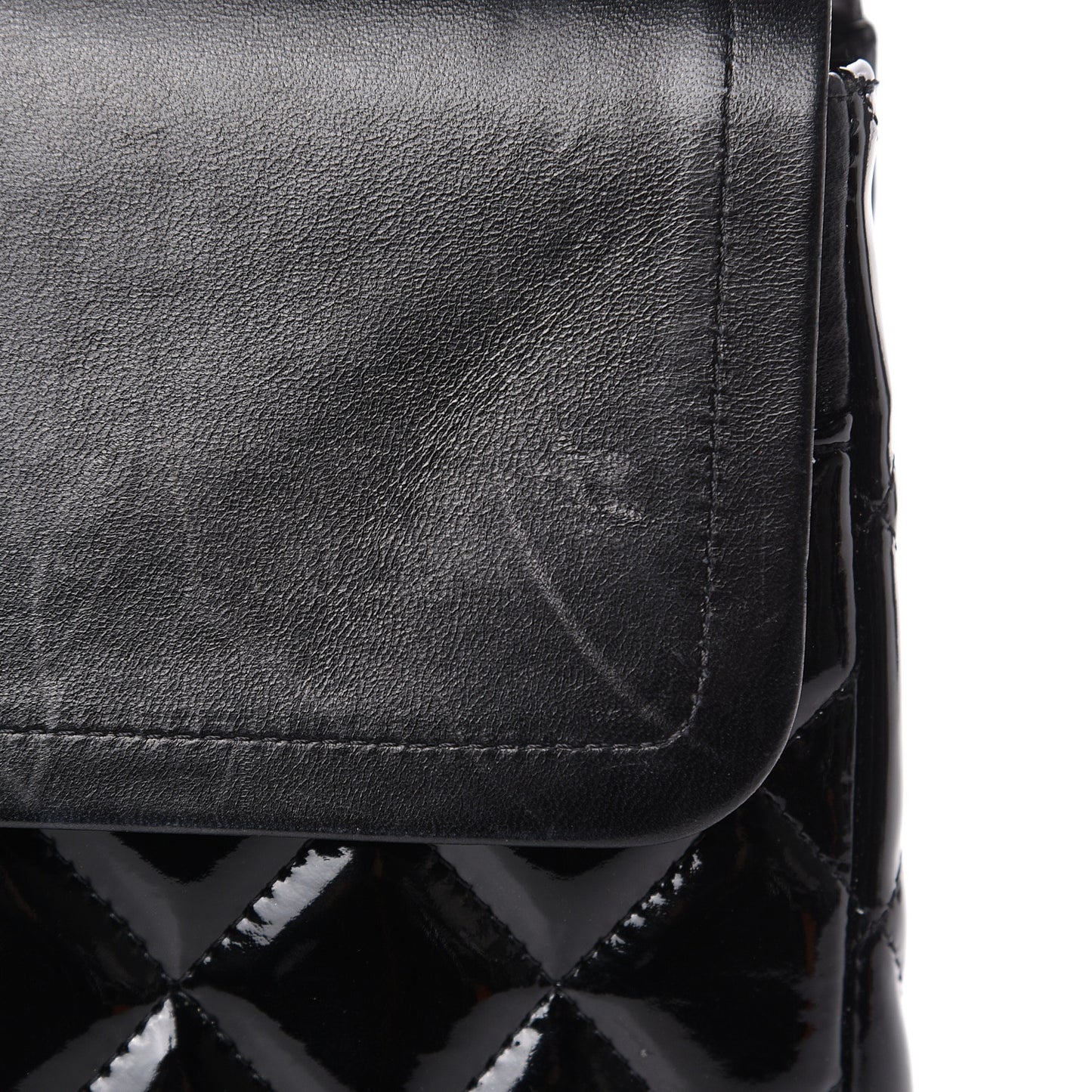 Patent Quilted Jumbo Double Flap Black