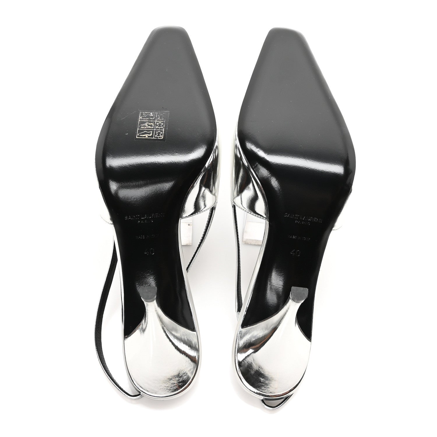Saint Laurent Patent Tom 90 Dream Slingback Pumps 40 Argento 6 of 8