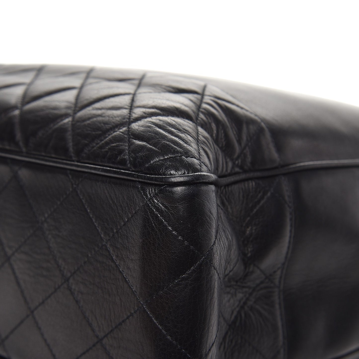 Lambskin Quilted Large Shoulder Bag Black