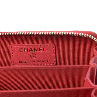 Chanel Lambskin Quilted Zip Around Coin Purse Wallet Dark Pink 6 of 10