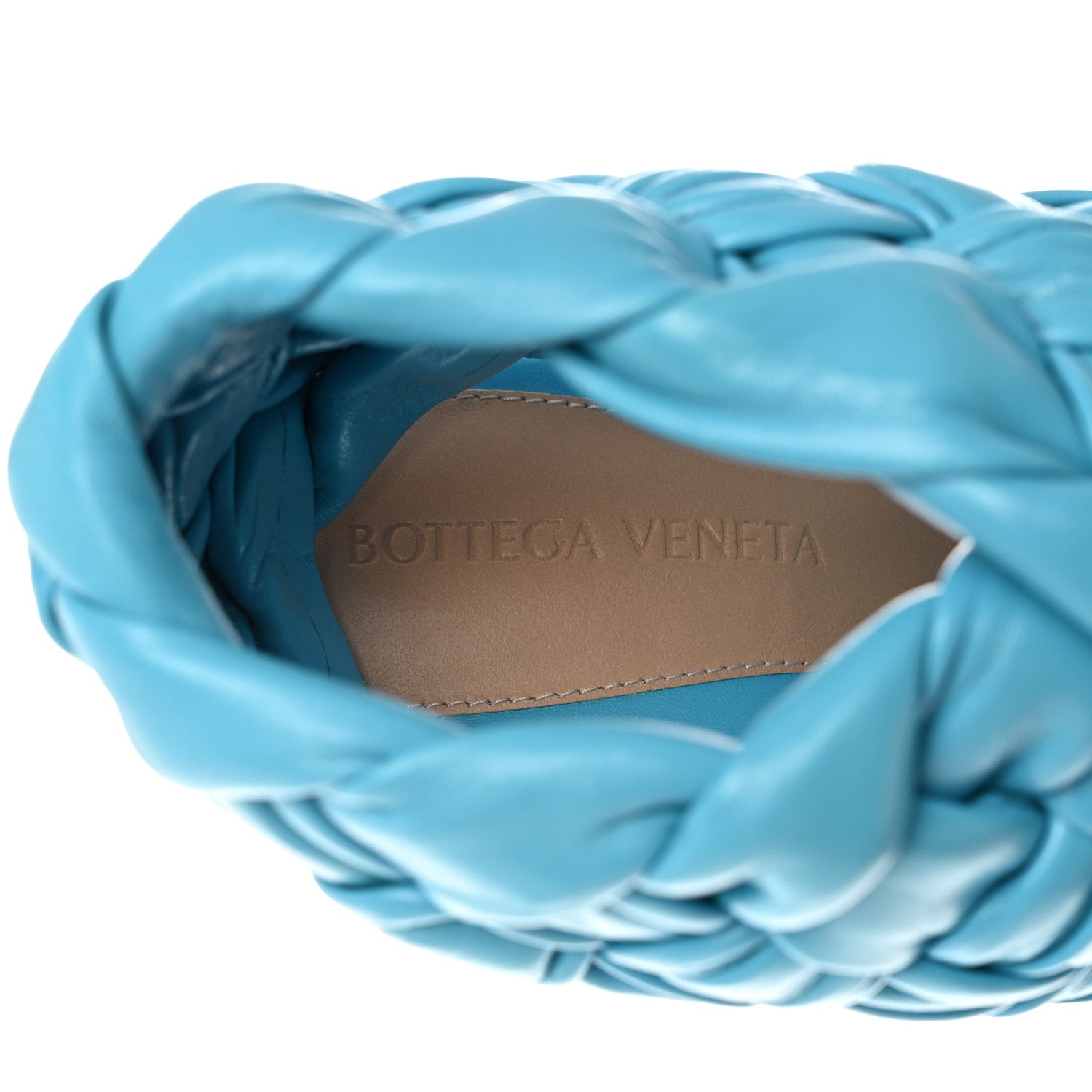 Bottega Veneta Shiny Nappa Intrecciato The Board Sandals 38.5 Sky Blue 7 of 7