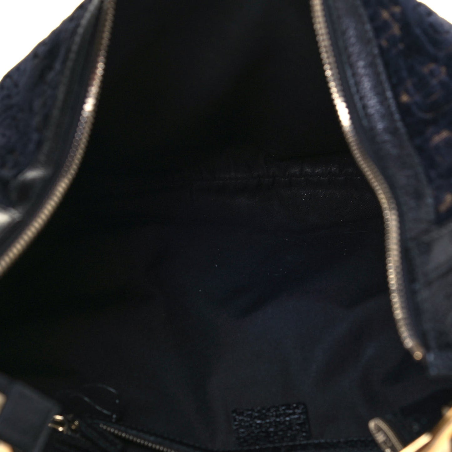 Velvet Horsebit Embossed Glam Hobo Black