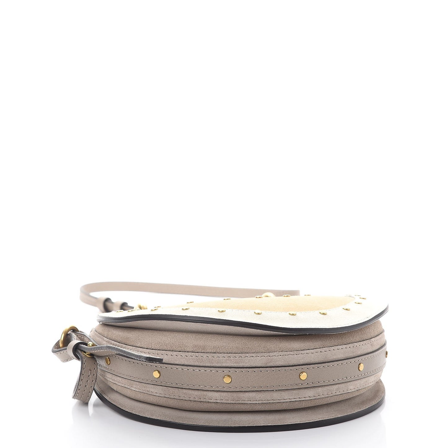 Smooth Calfskin Suede Patchwork Studded Small Pixie Bag Motty Grey