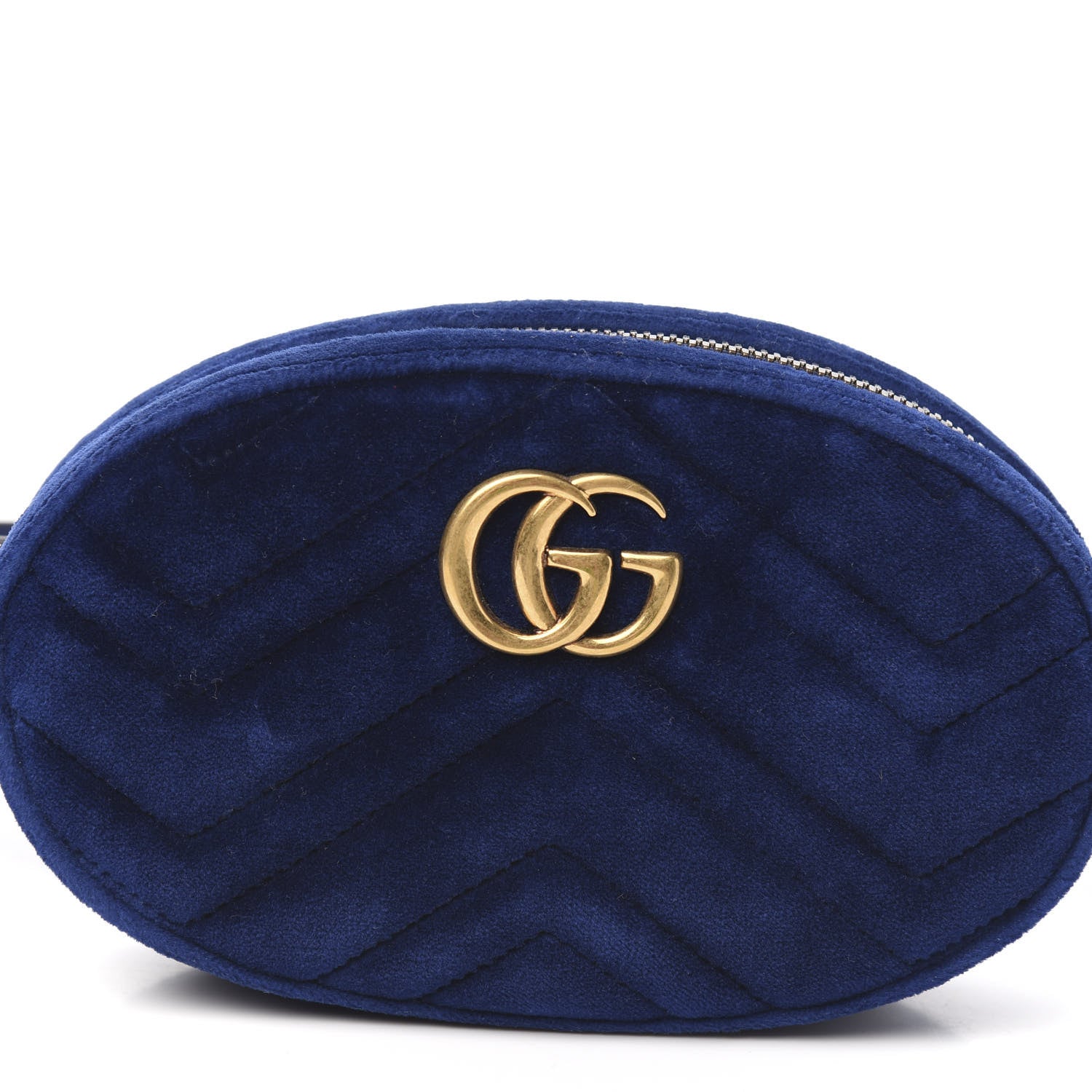 Gucci Velvet Matelasse GG Marmont Belt Bag 75 30 Cobalt Blue 9 of 9
