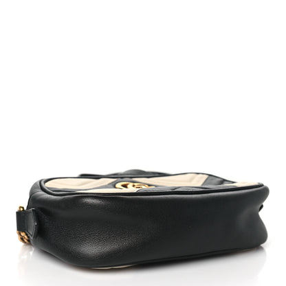 Gucci Calfskin Matelasse Mini GG Marmont Chain Shoulder Bag Black White 4 of 10